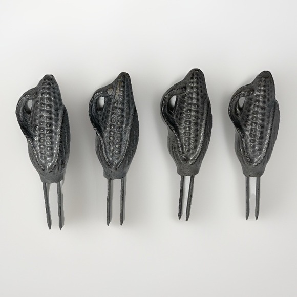 LOT OF 4 Vintage ‎ Pewter Corn Cob Holder / Pick  3 Inch Metal Farmhouse Cottage - Picture 4 of 6